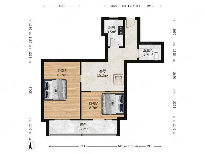 呼家楼北街小区2室1厅1卫69.12㎡南460万