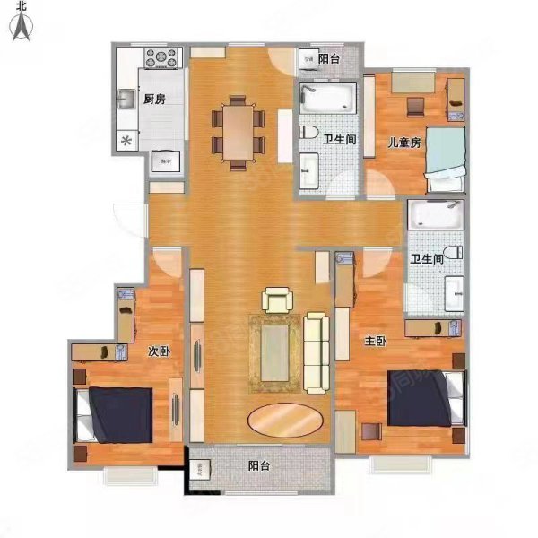 临川华府3室2厅1卫99.9㎡南北45.8万