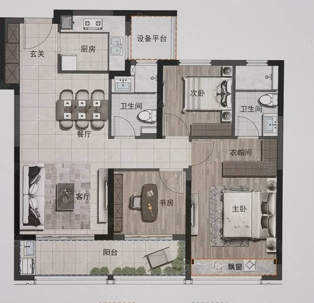 碧桂园德信江山一品2室2厅1卫87.19㎡南北165万