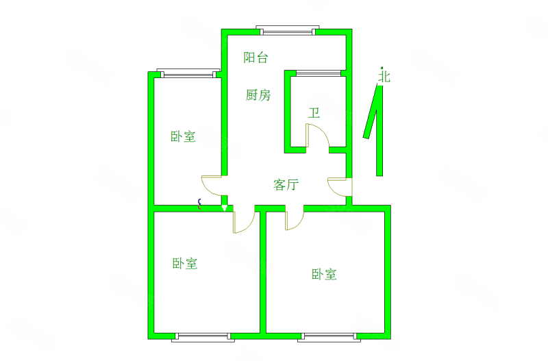 冶金西生活区3室1厅1卫64㎡南北36万