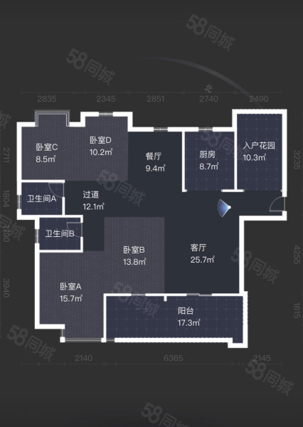 怡康花园(下陆)5室2厅2卫164㎡南北95万