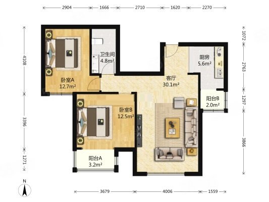 建西苑北里2室1厅1卫96.62㎡南649万