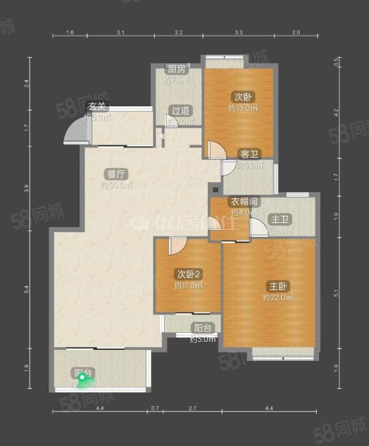 香林豪郡3室2厅2卫133.41㎡南北150万