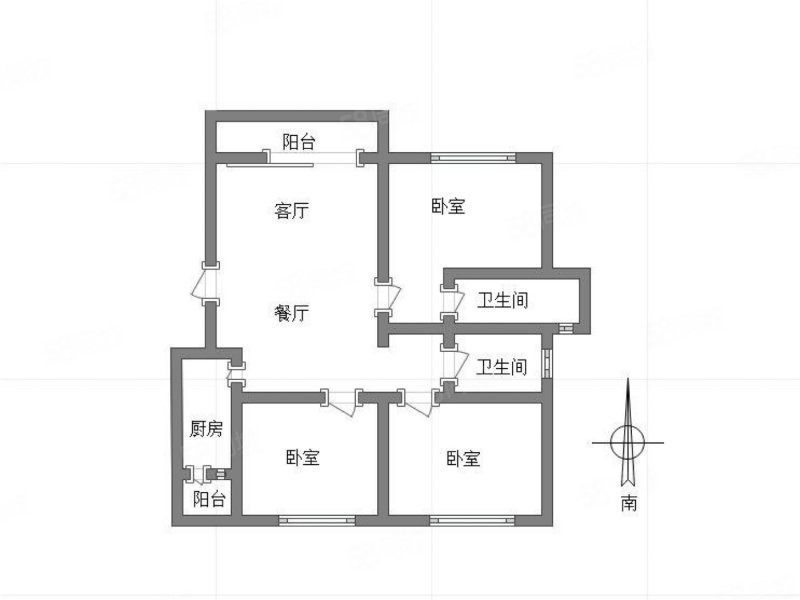 林山郡3室2厅2卫99.33㎡南185万