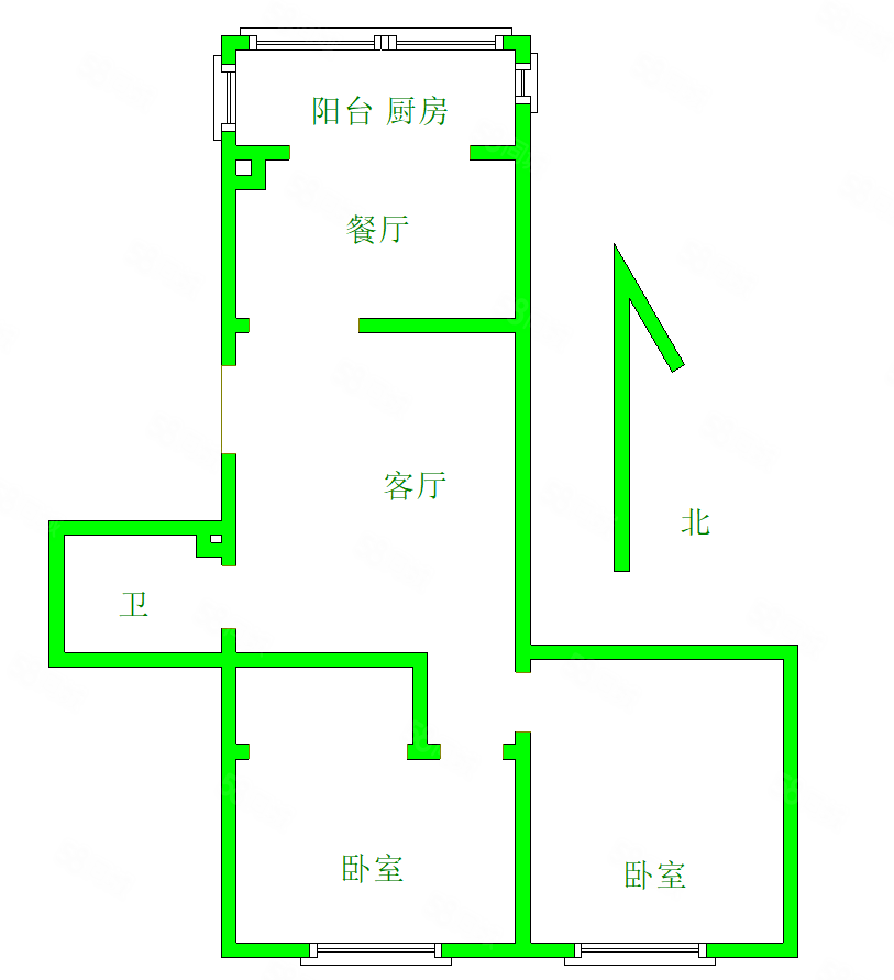 北台小区2室2厅1卫89.8㎡南北58.5万