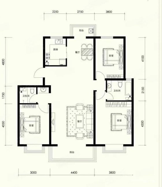 华远云玺3室2厅2卫85㎡南北190万