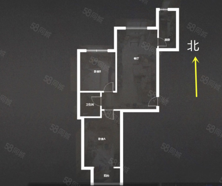 香格礼2室2厅1卫87.95㎡南北104万