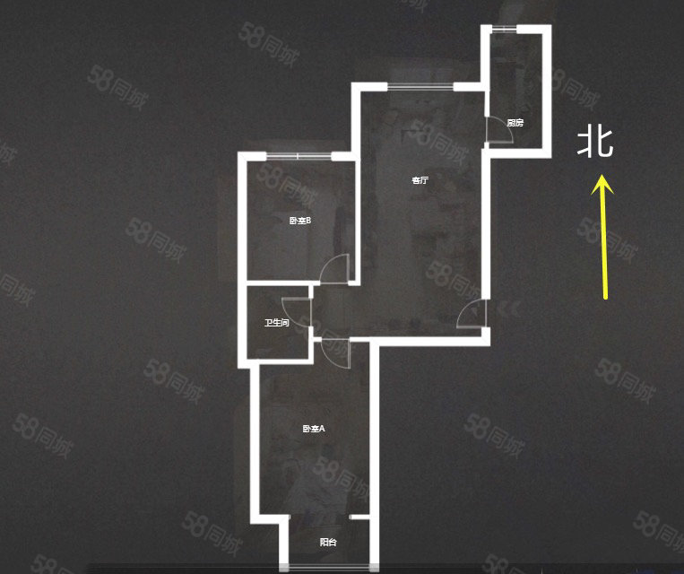 香格礼2室2厅1卫87.95㎡南北104万