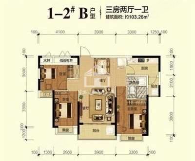 恒大华府3室2厅1卫104.19㎡南80万