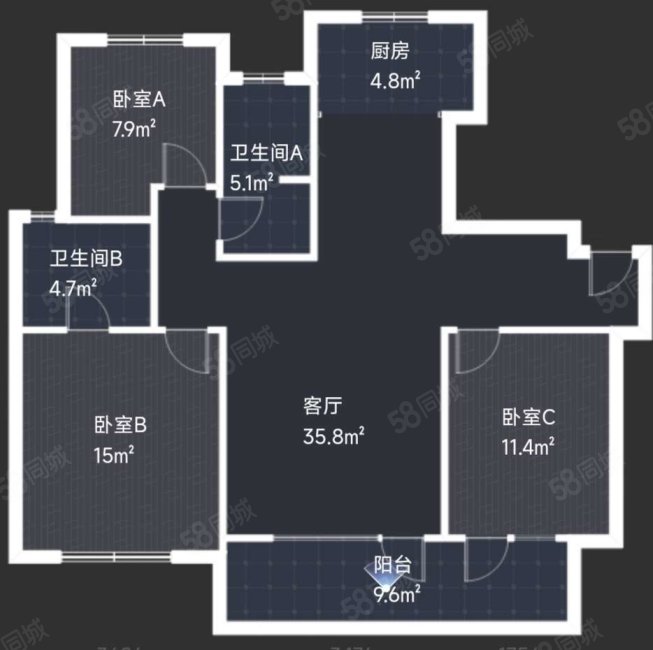 翰林华府3室2厅2卫118.59㎡南北97.5万