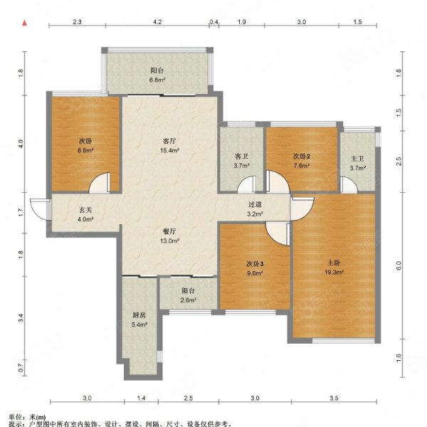 荣和千千树4室2厅2卫91.86㎡南140万