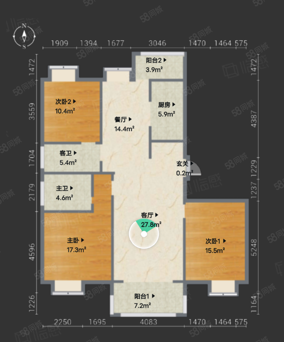 滨湖紫园3室2厅2卫152.15㎡南北340万