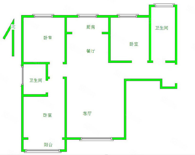 公园时代3室2厅2卫141.46㎡南北174万