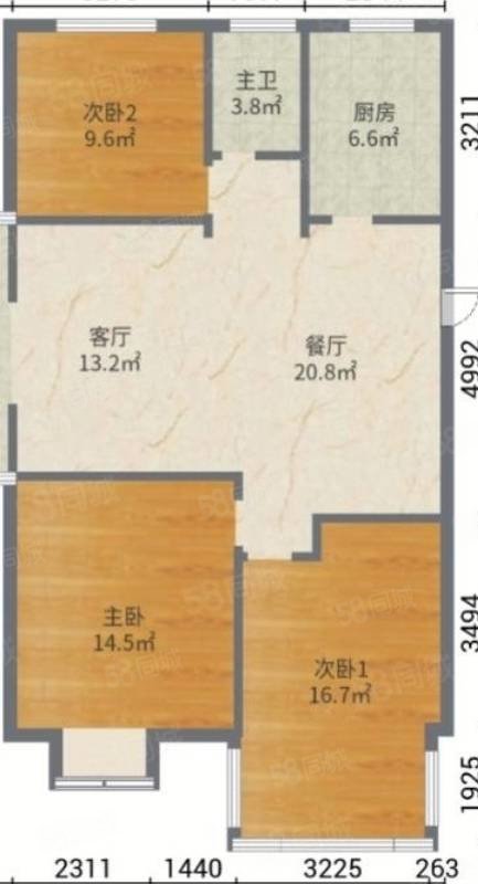 园林小区北区3室2厅1卫103㎡南北42万