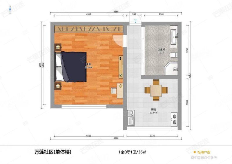 长青街63号小区1室0厅1卫35.5㎡南23万