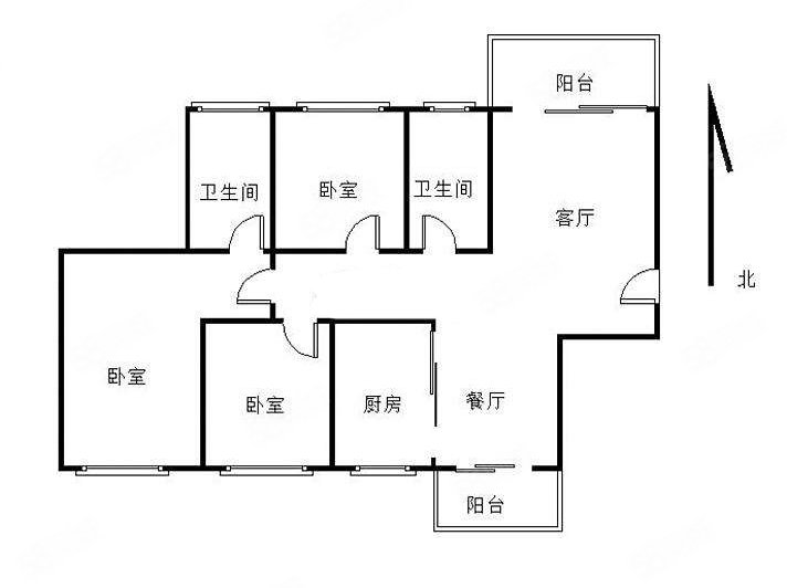 虎门印象3室2厅2卫100.03㎡南北158万