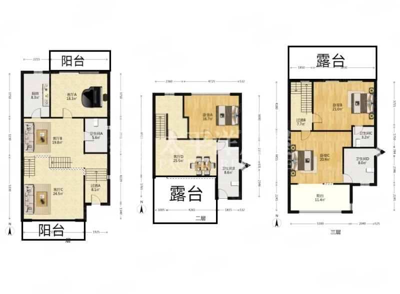 大华铂金华府3室2厅2卫55.33㎡南北339万