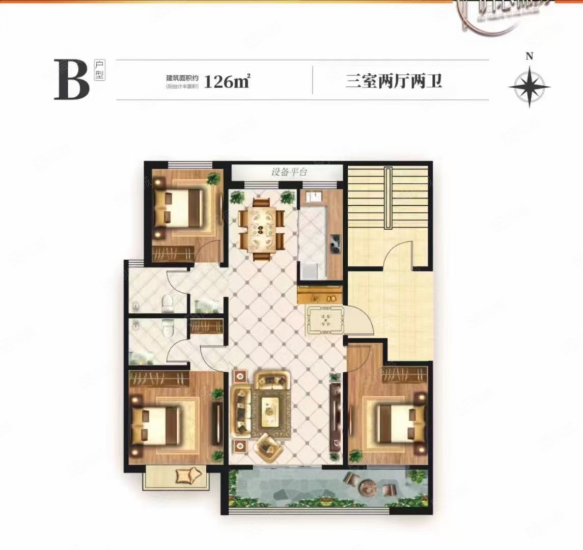 安居龙泉府3室2厅1卫103㎡南北69.8万