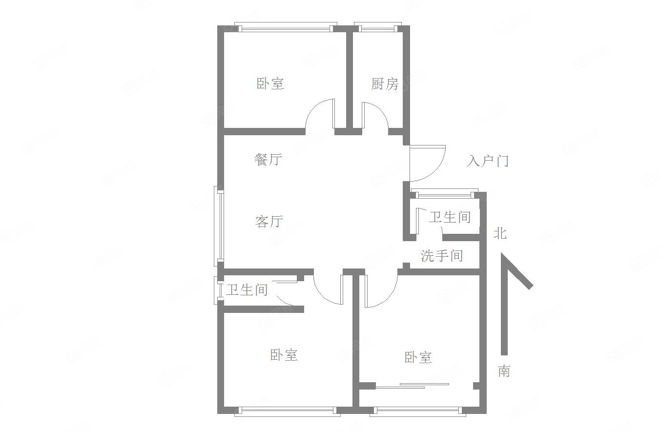 红玺台3室2厅2卫113.05㎡南北93万