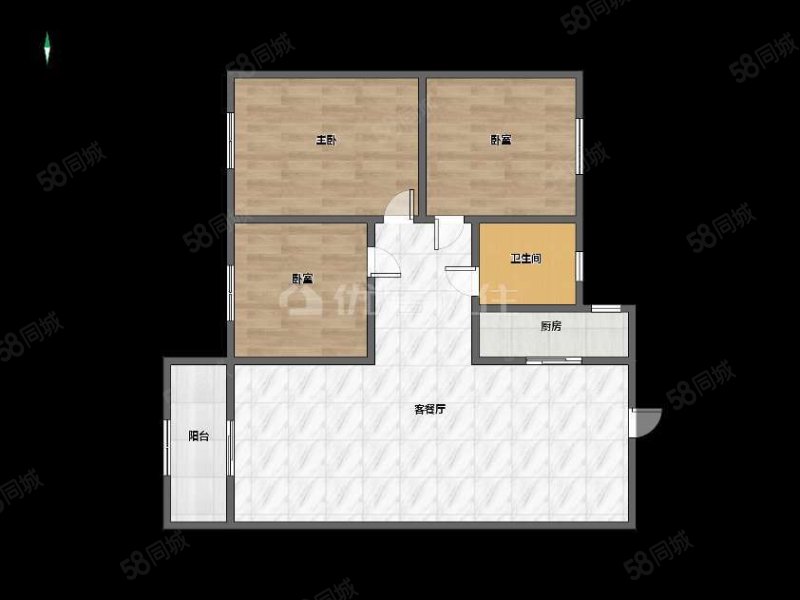 国宝红瞰(公寓住宅)3室2厅1卫89㎡南北72万