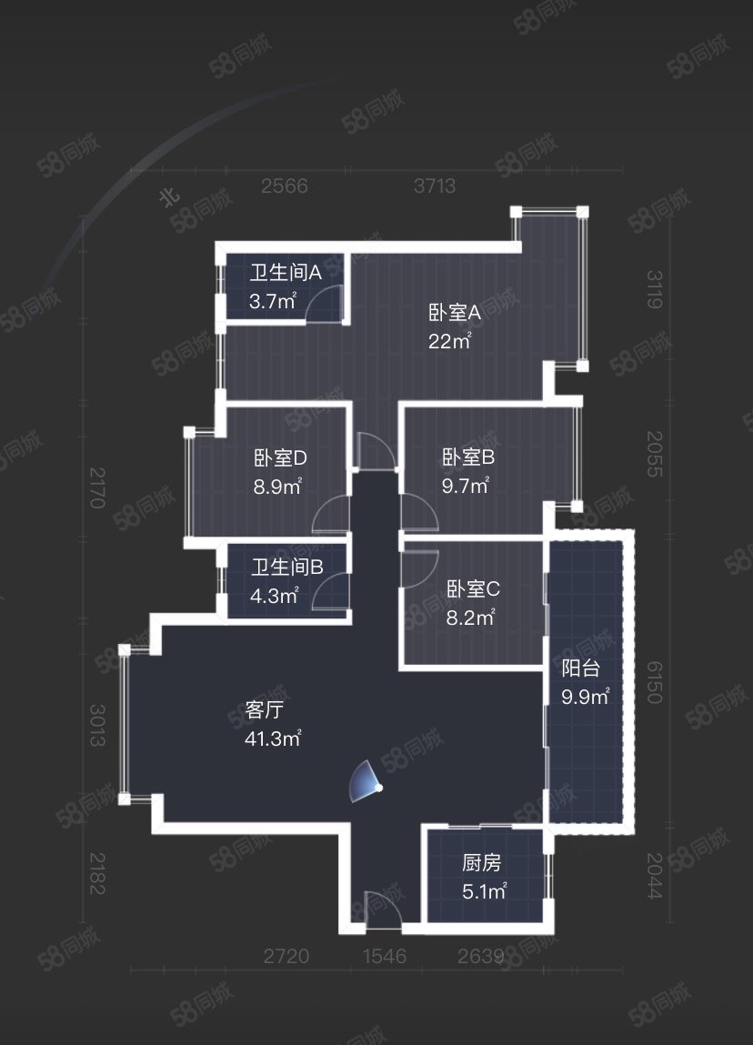 长安碧桂园4室2厅1卫140.21㎡南580万