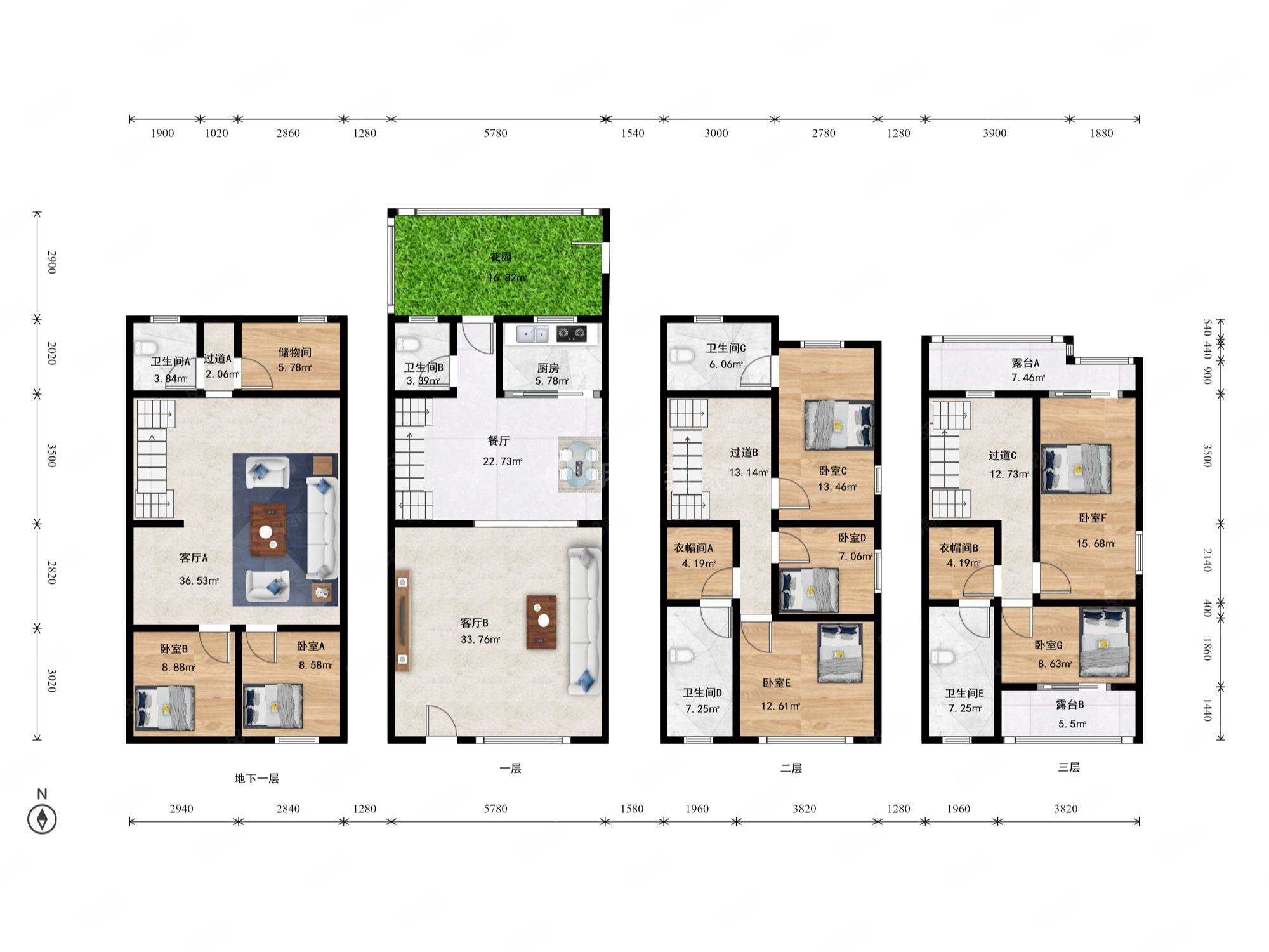 江南山水(別墅)7室3廳5衛(wèi)264.31㎡南北1399萬