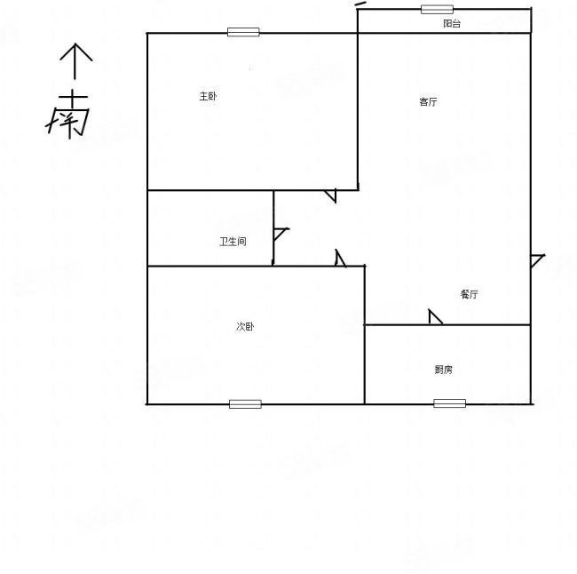 香港花园2室2厅1卫87㎡南北95万