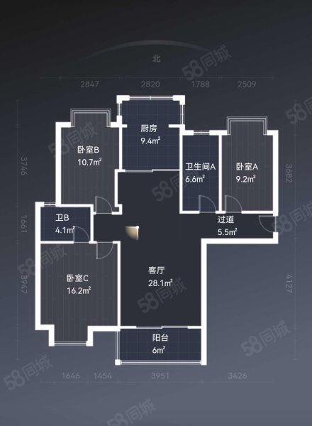 天舜金港明珠3室2厅2卫115.25㎡南北78万