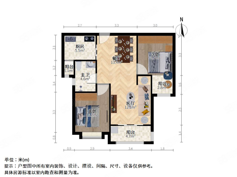 保利叶上海(一期公寓住宅)2室2厅1卫80.12㎡南北360万