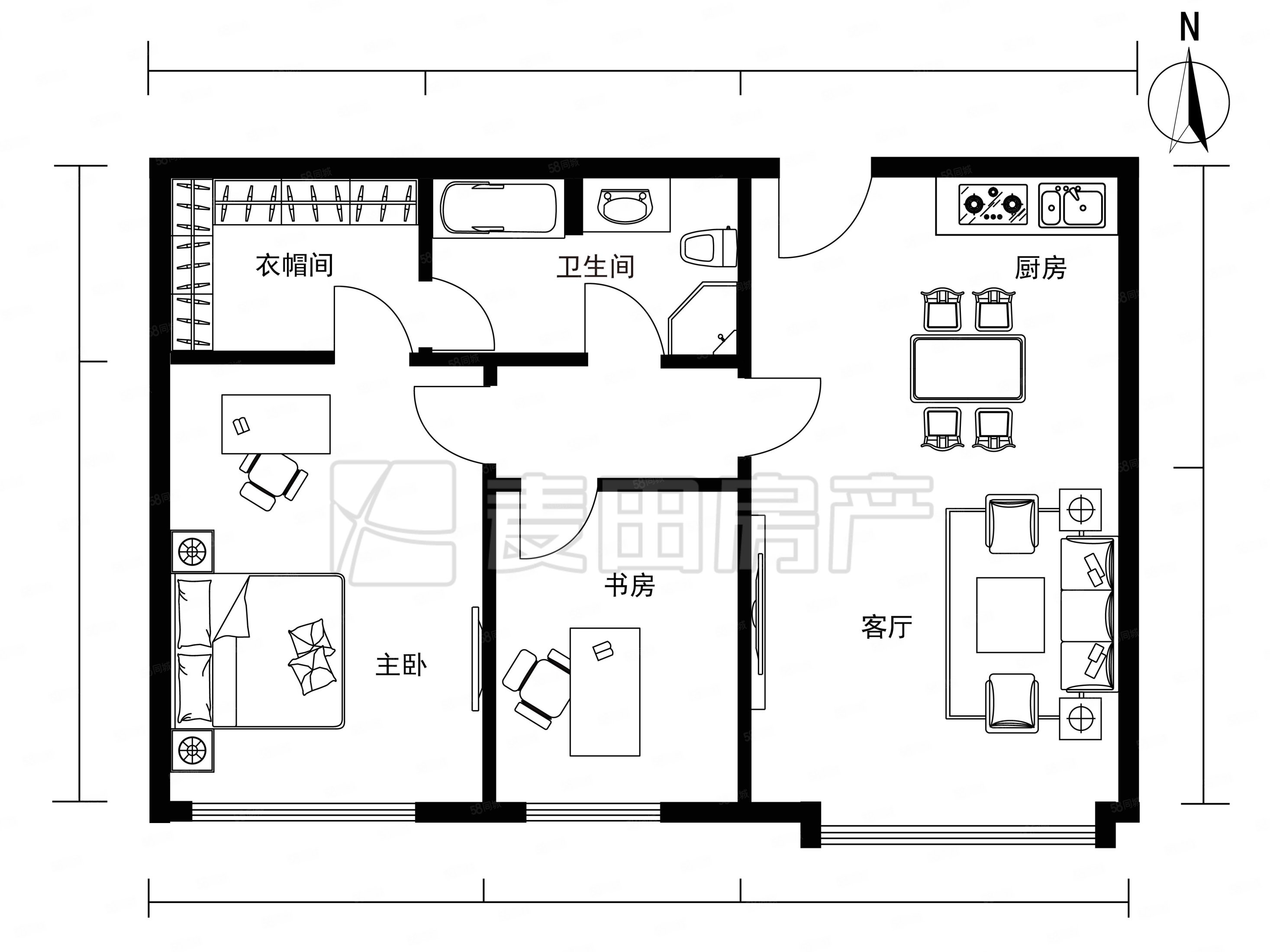 裘马都南向两居室315米层高全天采光看房方便