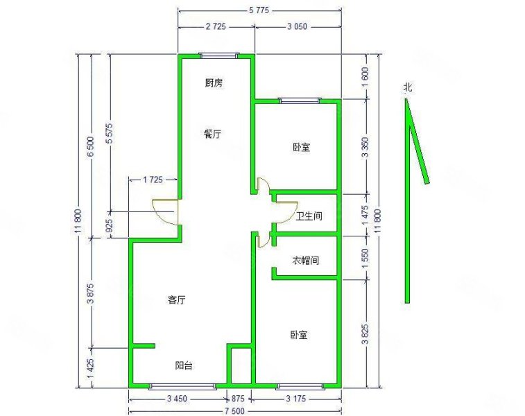 鑫隆小区2室2厅2卫94㎡南北84万