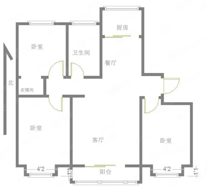 南风花园3室2厅2卫176.44㎡南北186万