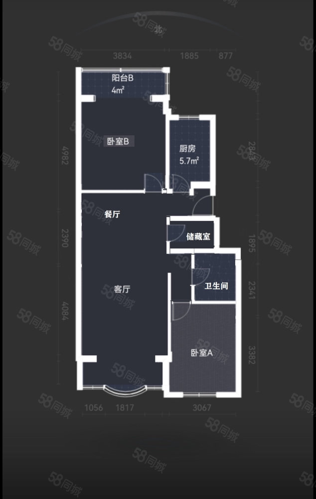 听涛雅苑2室2厅1卫102.17㎡南北468万