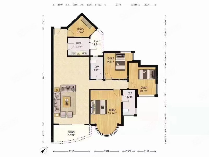 逸景翠园4室2厅2卫143㎡东南699万