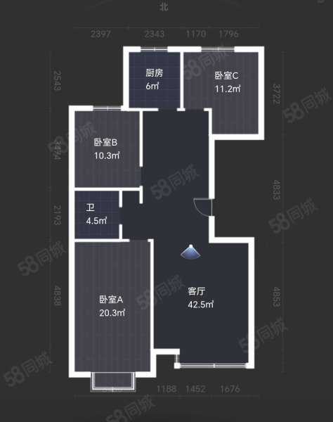 唐堤慧苑3室2厅2卫127㎡南北122万