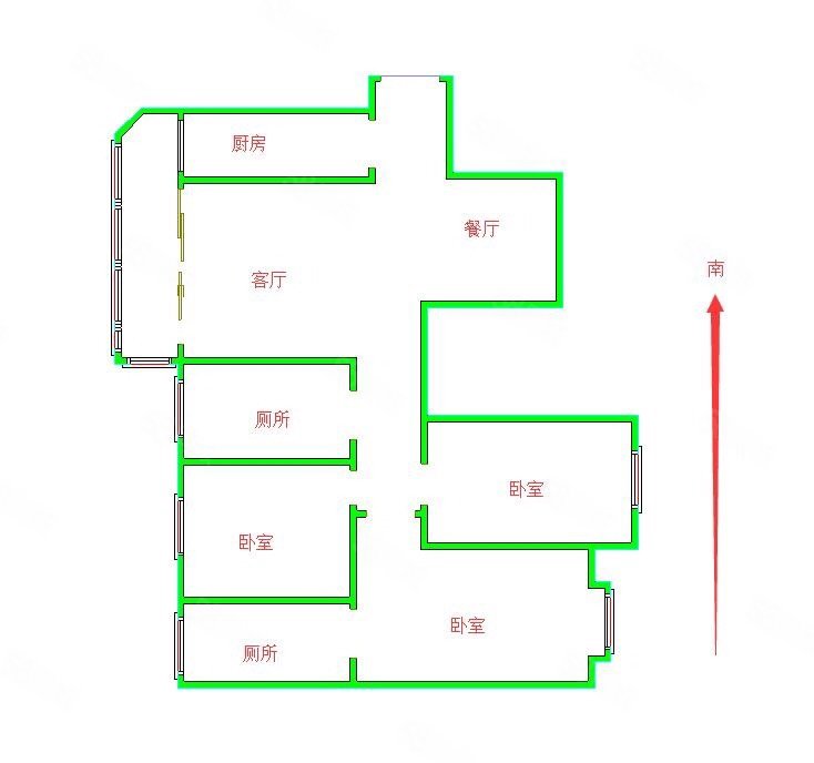 恒大名都(一期)3室2厅2卫115㎡南北99.9万