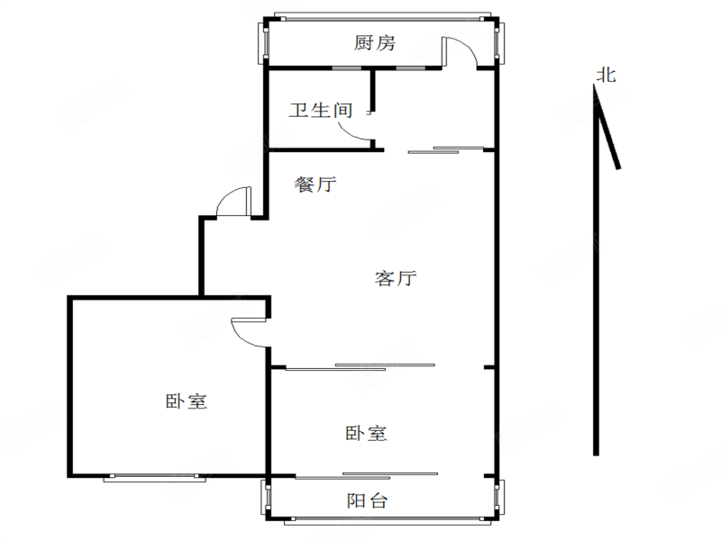 荣乐社区2室2厅1卫85.44㎡南北68万