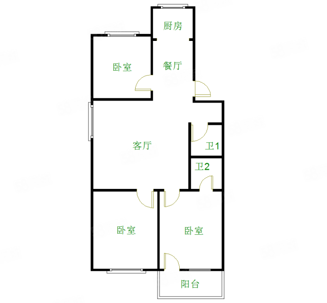 金泉公寓3室2厅2卫110㎡南北315万