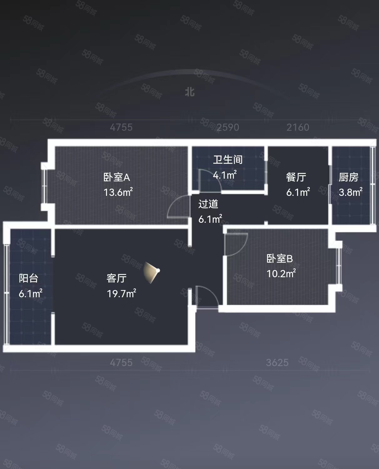 军安小区(雁滩路)2室2厅1卫86.97㎡东西80万