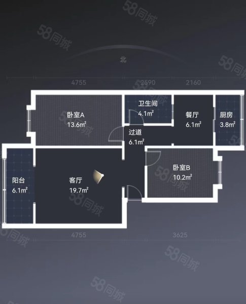 军安小区(雁滩路)2室2厅1卫86.97㎡东西80万