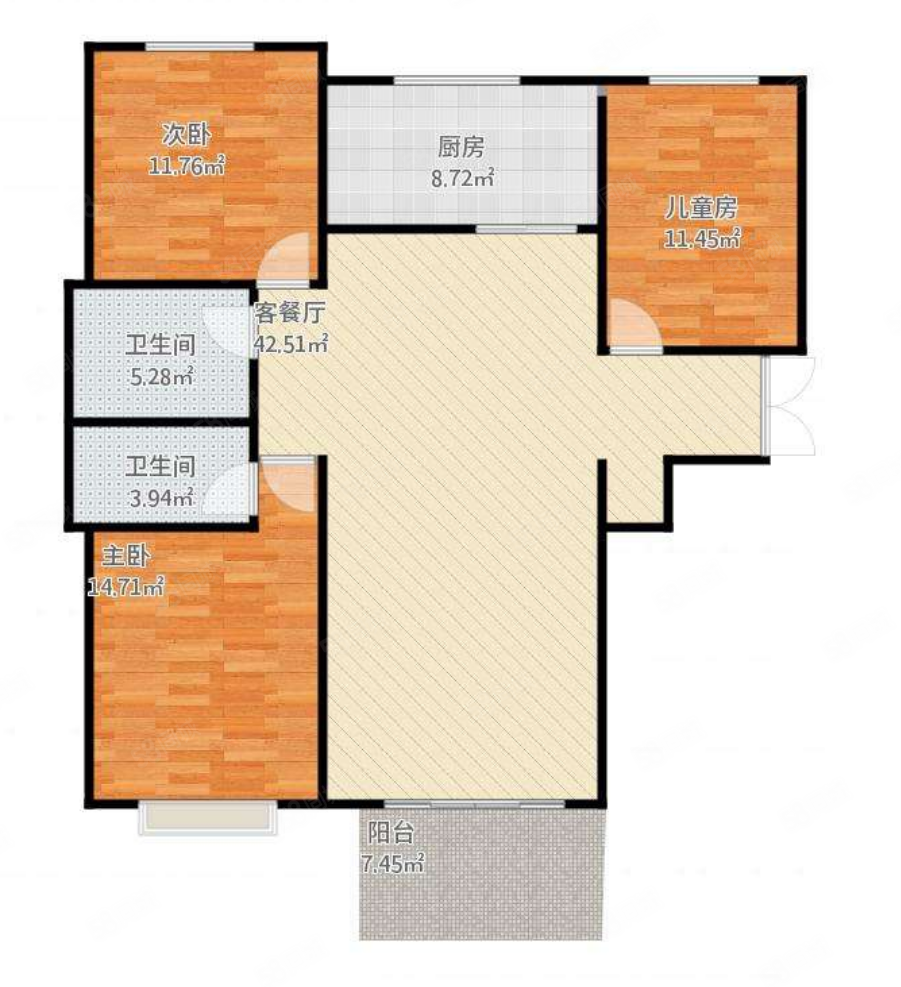 海亮天御3室2厅1卫95㎡南北134.6万