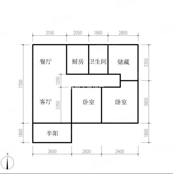 华润橡树湾四期3室2厅1卫98㎡南北135万