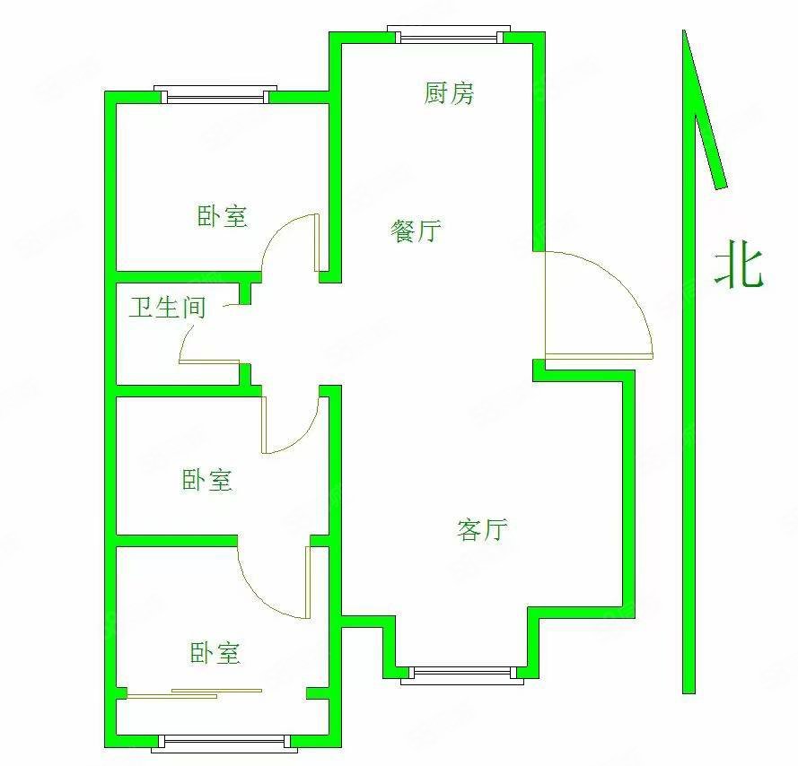 新华园2室2厅1卫100㎡南北43万