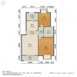 绿地世纪城(南区)2室2厅1卫92.18㎡南北88万