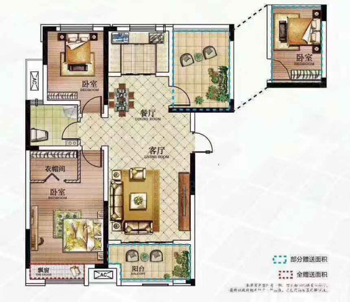 碧桂园水蓝湾3室2厅1卫91.11㎡南北72万