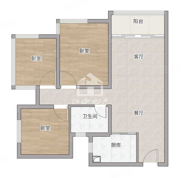 中海悦公馆3室2厅1卫92㎡南北96万