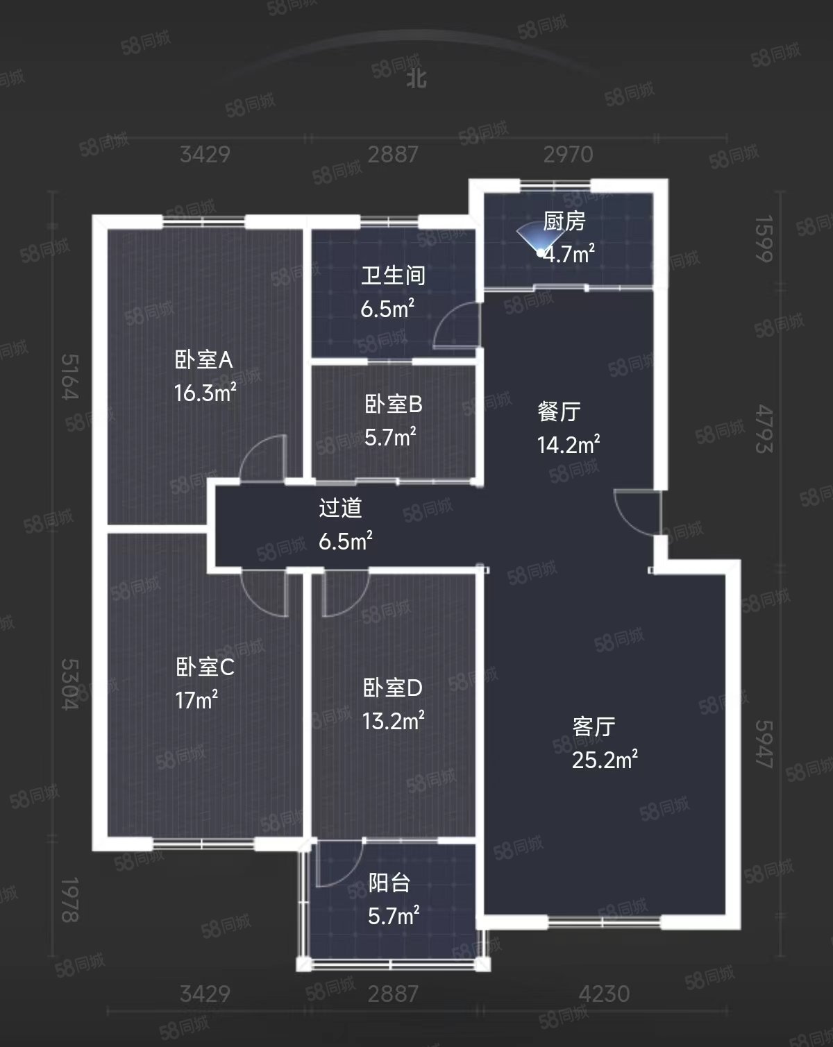 紫荆园4室2厅1卫140㎡南北102.8万