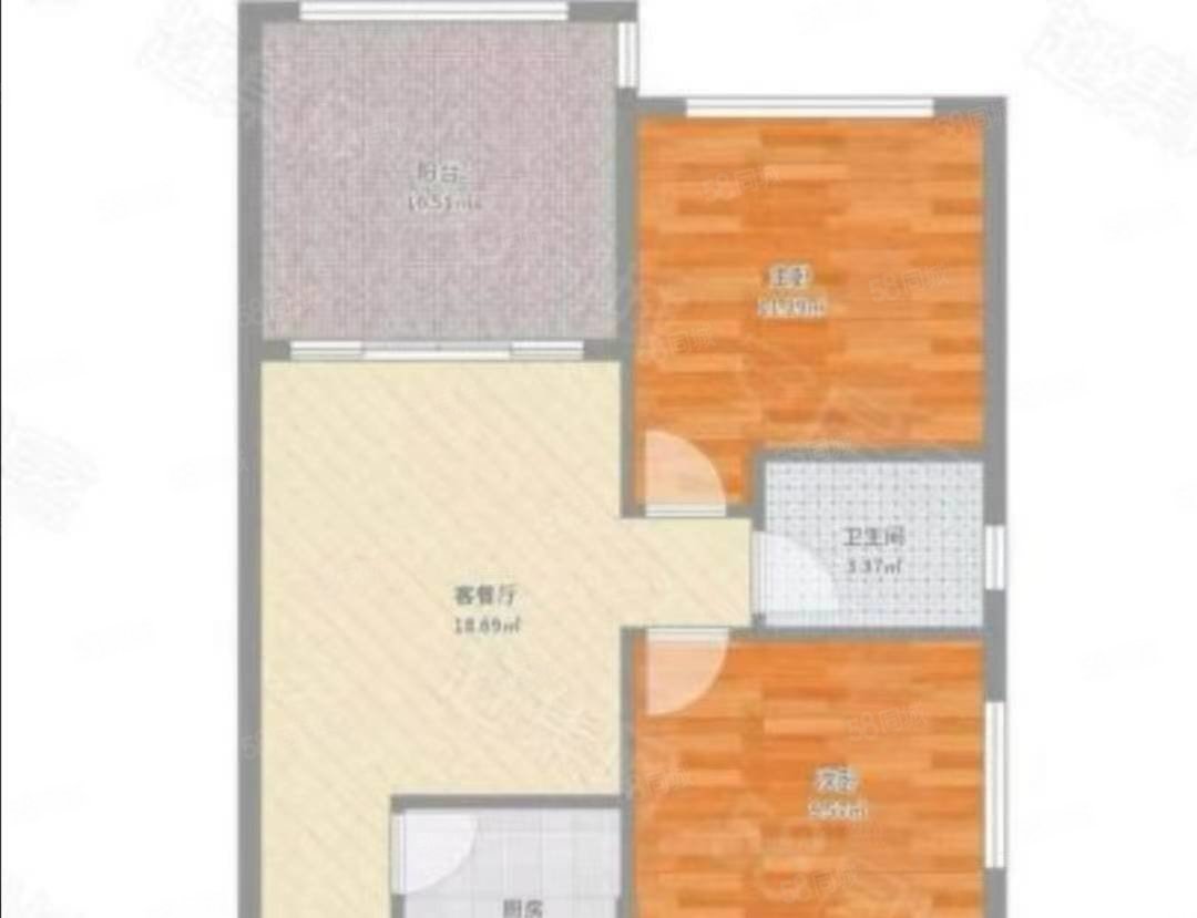 润江城2室1厅1卫86㎡南北55万