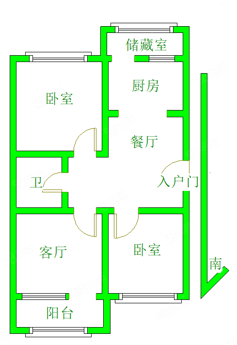 光明A区2室2厅1卫76㎡南北80万