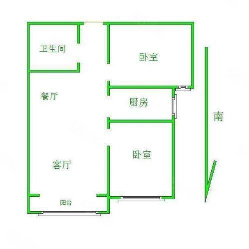 园林府邸2室2厅1卫76㎡南北65.8万